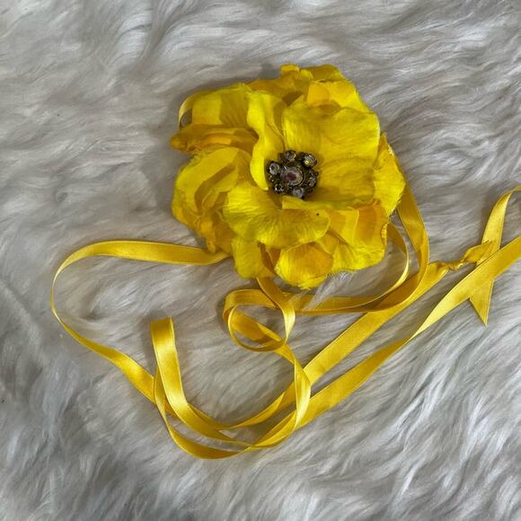 NEW J. Crew Silk Crystal RARE Floral Bloom Petal Waist Belt Tie Accessory Yellow - Picture 11 of 15